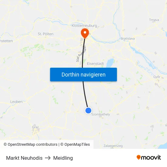 Markt Neuhodis to Meidling map