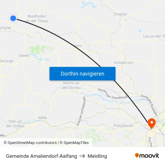 Gemeinde Amaliendorf-Aalfang to Meidling map