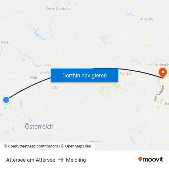 Attersee am Attersee to Meidling map