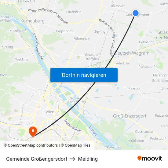 Gemeinde Großengersdorf to Meidling map
