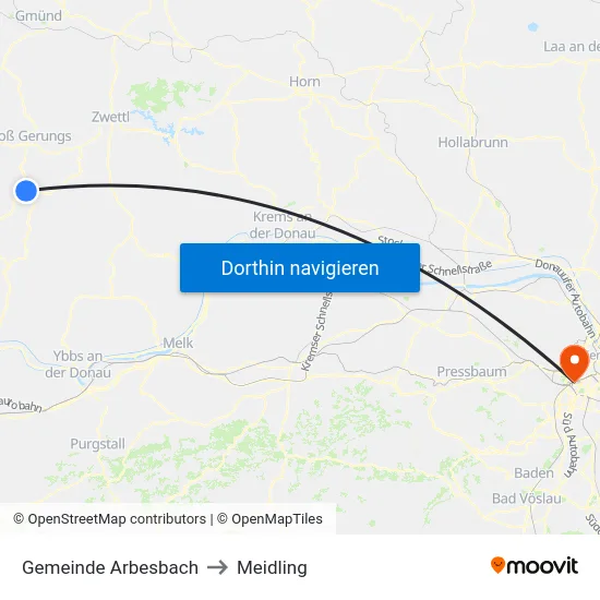 Gemeinde Arbesbach to Meidling map