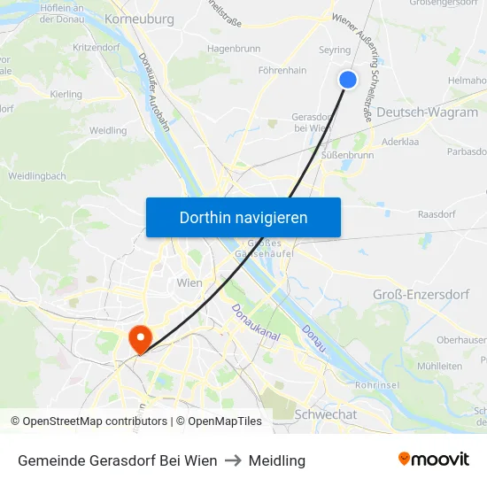 Gemeinde Gerasdorf Bei Wien to Meidling map