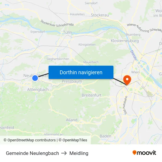 Gemeinde Neulengbach to Meidling map