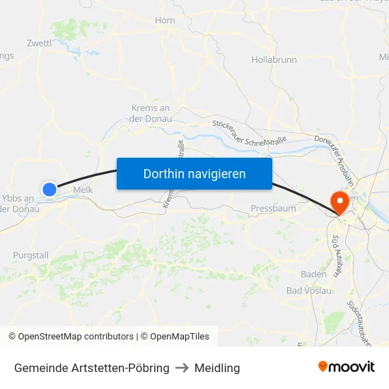 Gemeinde Artstetten-Pöbring to Meidling map