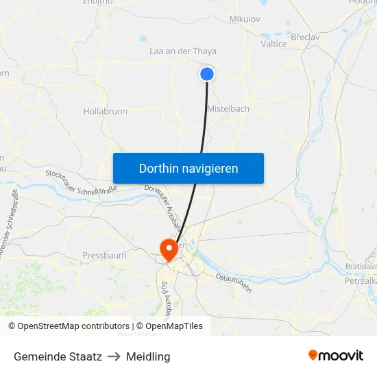 Gemeinde Staatz to Meidling map