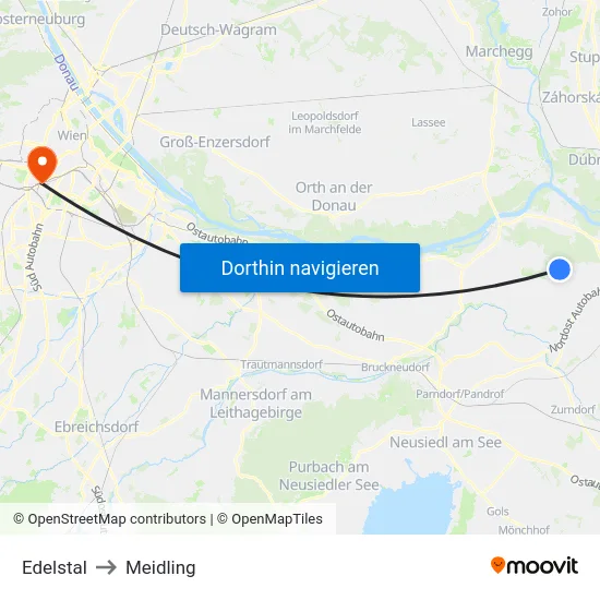 Edelstal to Meidling map