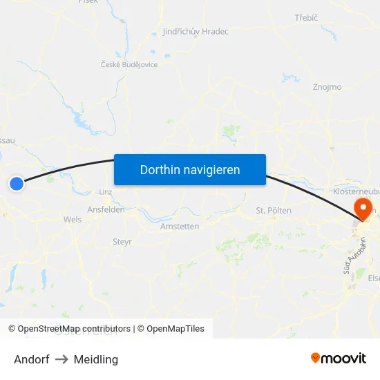 Andorf to Meidling map