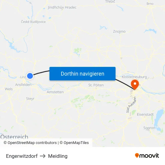 Engerwitzdorf to Meidling map