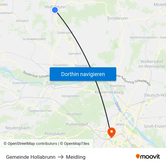 Gemeinde Hollabrunn to Meidling map