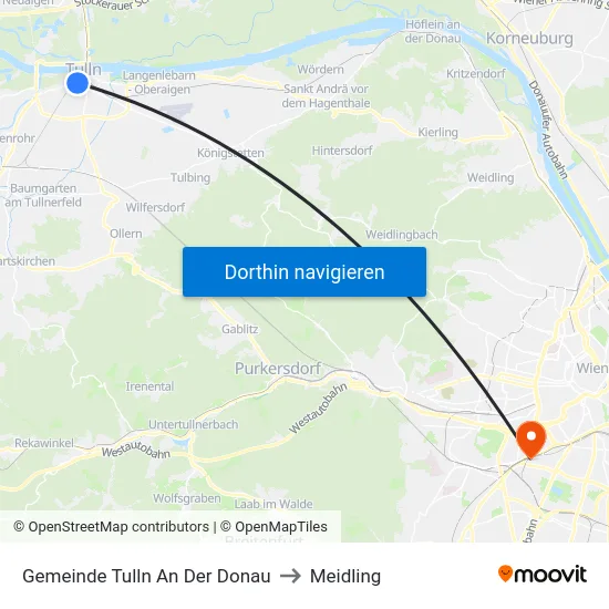 Gemeinde Tulln An Der Donau to Meidling map