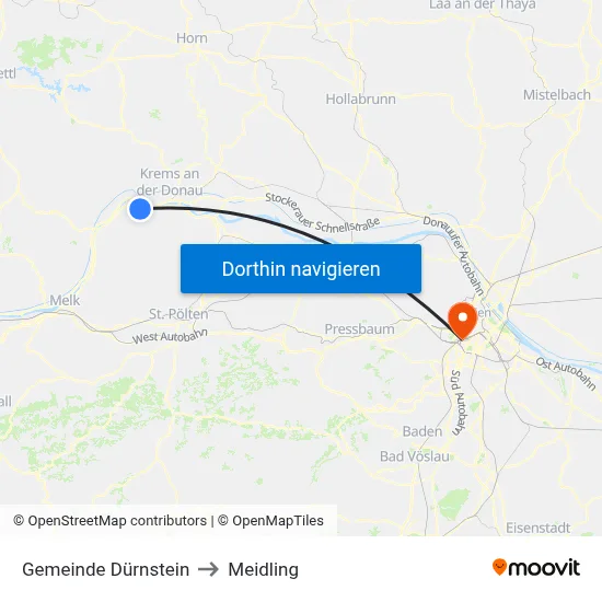 Gemeinde Dürnstein to Meidling map