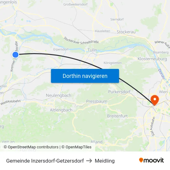 Gemeinde Inzersdorf-Getzersdorf to Meidling map