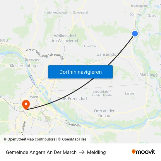 Gemeinde Angern An Der March to Meidling map