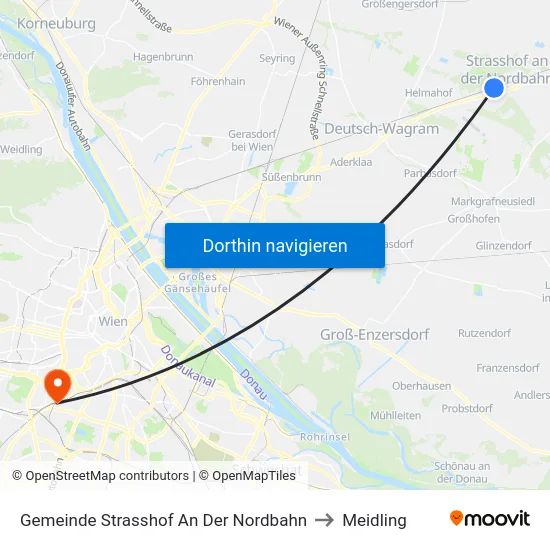Gemeinde Strasshof An Der Nordbahn to Meidling map