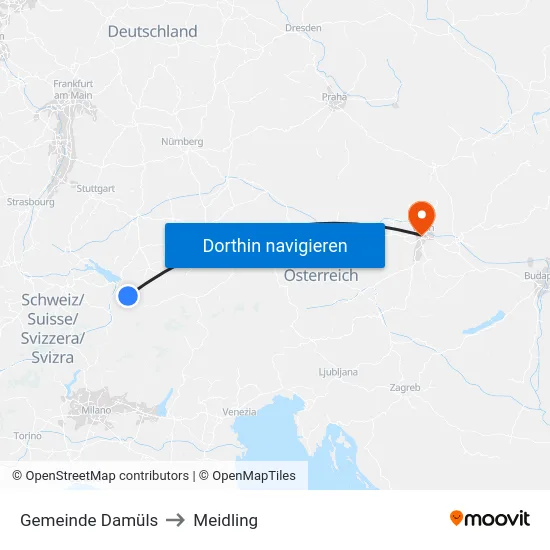 Gemeinde Damüls to Meidling map
