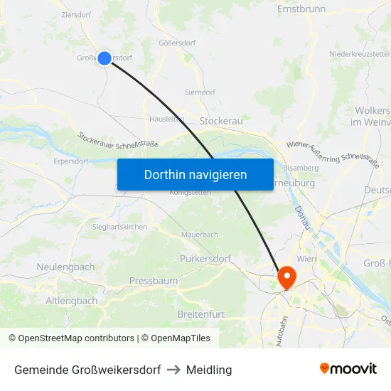 Gemeinde Großweikersdorf to Meidling map