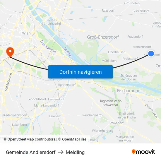 Gemeinde Andlersdorf to Meidling map