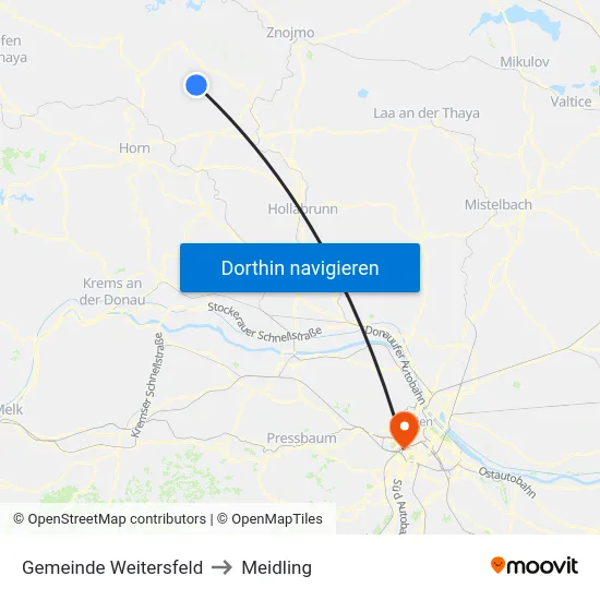 Gemeinde Weitersfeld to Meidling map