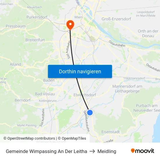 Gemeinde Wimpassing An Der Leitha to Meidling map