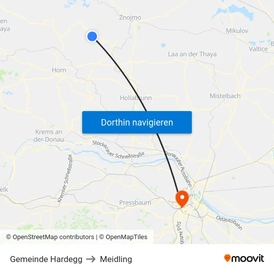 Gemeinde Hardegg to Meidling map