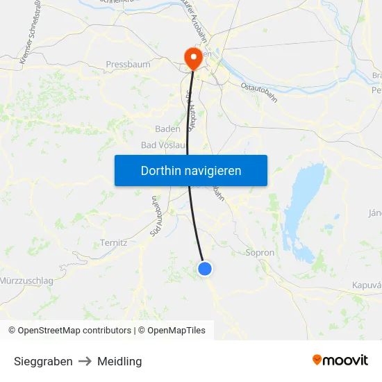 Sieggraben to Meidling map