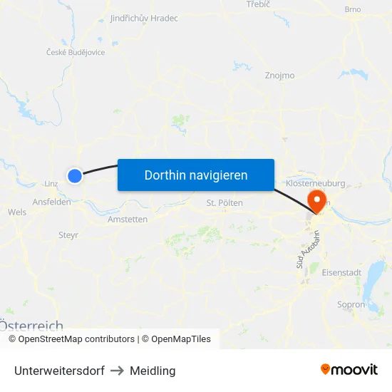 Unterweitersdorf to Meidling map