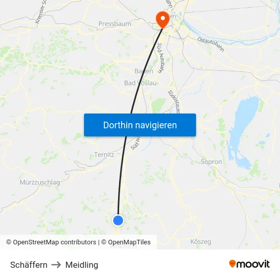 Schäffern to Meidling map