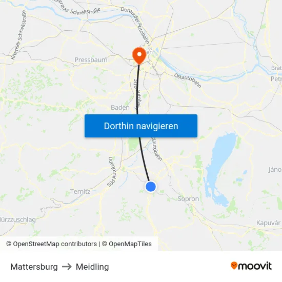 Mattersburg to Meidling map