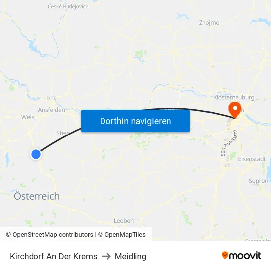 Kirchdorf An Der Krems to Meidling map