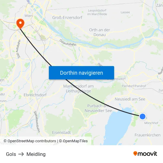 Gols to Meidling map