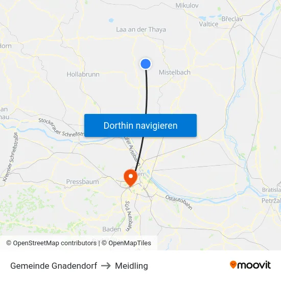 Gemeinde Gnadendorf to Meidling map