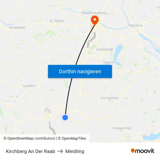Kirchberg An Der Raab to Meidling map
