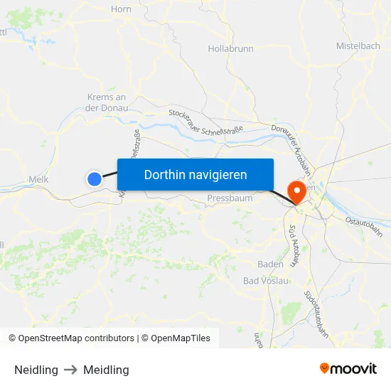 Neidling to Meidling map