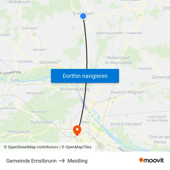 Gemeinde Ernstbrunn to Meidling map