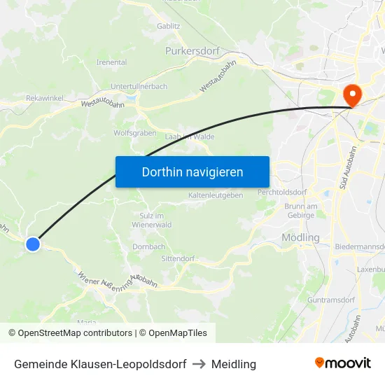Gemeinde Klausen-Leopoldsdorf to Meidling map