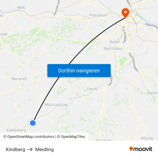 Kindberg to Meidling map
