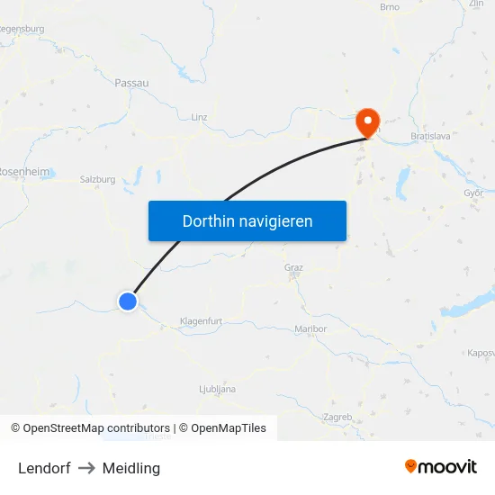 Lendorf to Meidling map