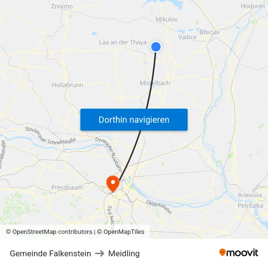 Gemeinde Falkenstein to Meidling map