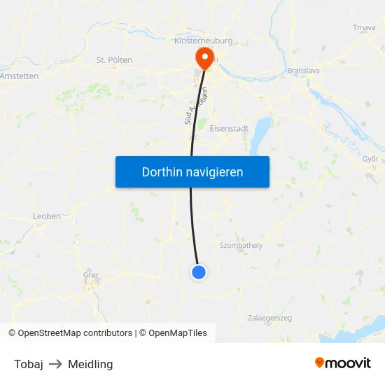 Tobaj to Meidling map