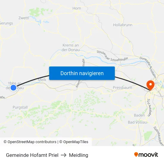 Gemeinde Hofamt Priel to Meidling map