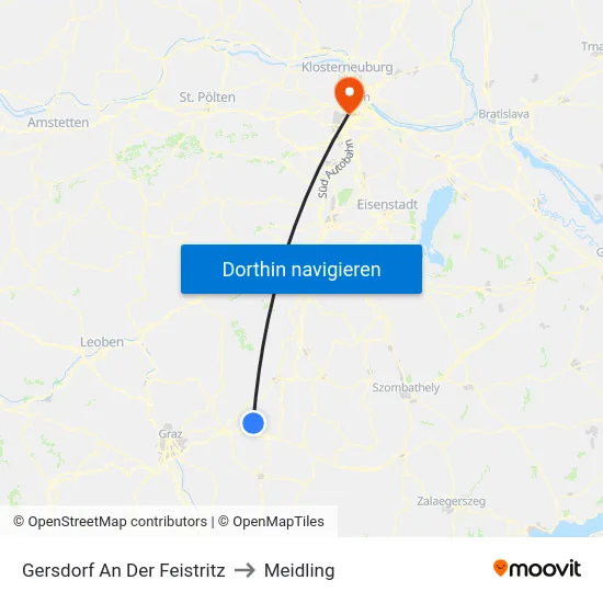 Gersdorf An Der Feistritz to Meidling map