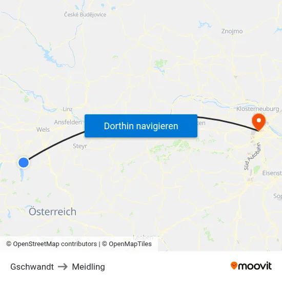 Gschwandt to Meidling map