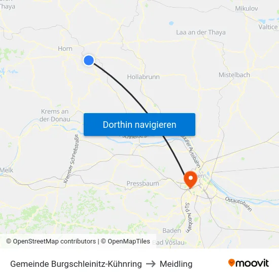 Gemeinde Burgschleinitz-Kühnring to Meidling map