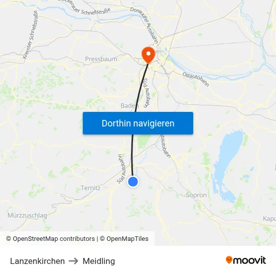 Lanzenkirchen to Meidling map