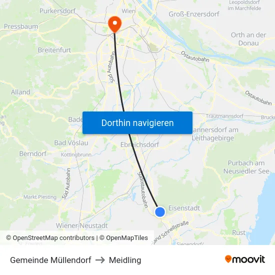 Gemeinde Müllendorf to Meidling map