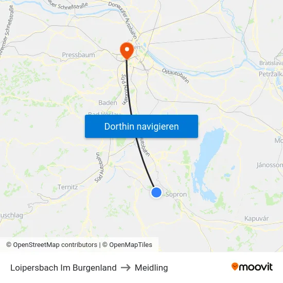 Loipersbach Im Burgenland to Meidling map