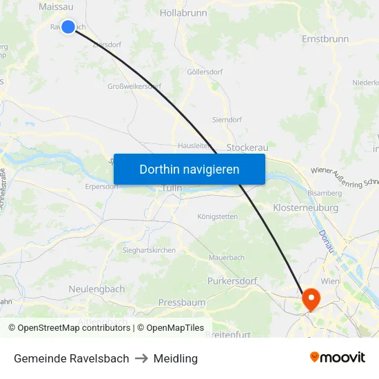 Gemeinde Ravelsbach to Meidling map