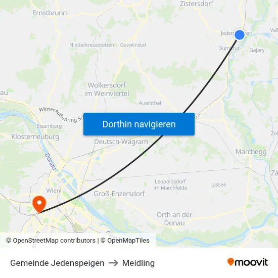 Gemeinde Jedenspeigen to Meidling map