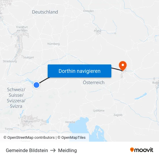 Gemeinde Bildstein to Meidling map