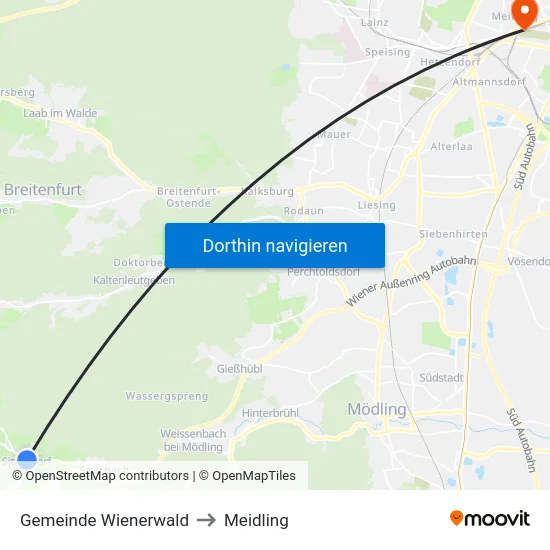 Gemeinde Wienerwald to Meidling map